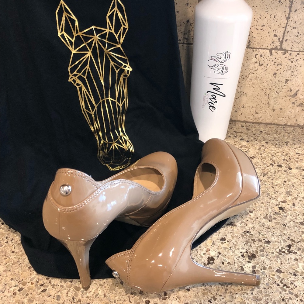 Guess Patent Leather Nude/Tan Platform Heel
